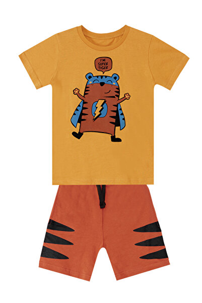 Denokids Super Tiger Summer T-Shirt and Shorts Set for Boy