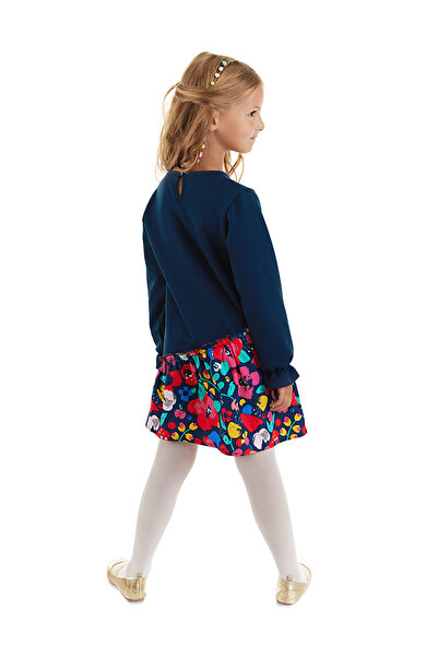 MSHB&G Navy Blue Girl's Dress - Floral, Leopard and Ruffle