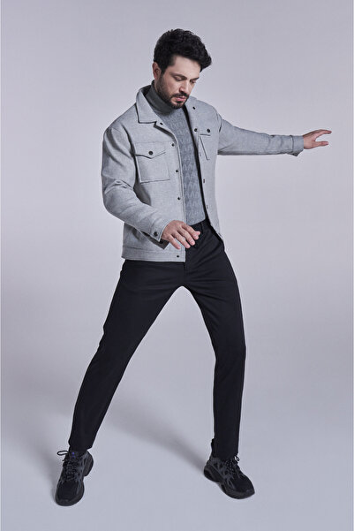 Avva Men's Gray Turtleneck Cotton Patterned Knitwear Sweater A32Y5198