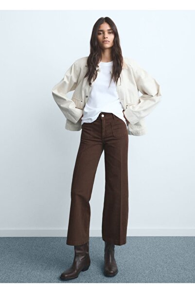 MANGO Woman Düğmeli wideleg jean