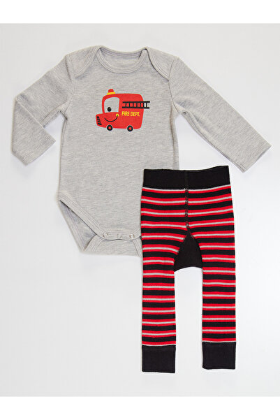 Denokids Firefighter Baby Boy Bodysuit Tights-Pants Set