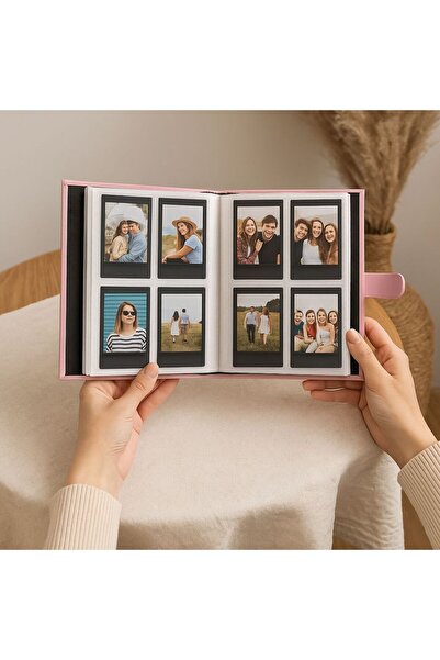 arel sanat İNSTAX FOTOĞRAF ALBÜMÜ - FUJİFİLM İNSTAX UYUMLU 6X9Cm TOPLAM 192 FOTOĞRAF KAPASİTELİ PEMBE