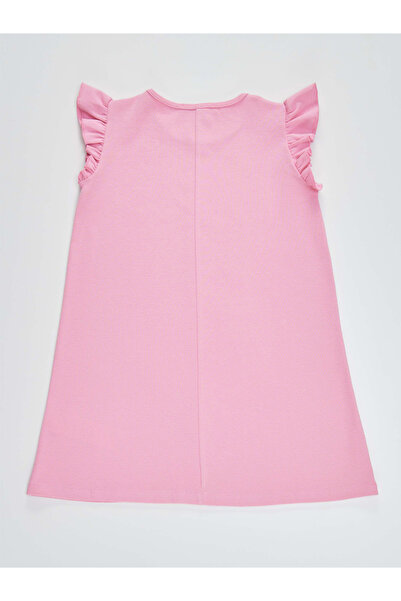 Denokids Ροζ βαμβακερό καλοκαιρινό φόρεμα για κορίτσια - κουνέλι και βολάν