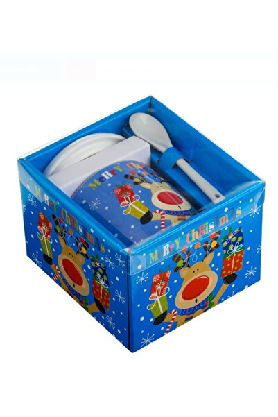 NBPRINT Set Cana de Craciun cu Capac & Lingura Ren cu Cadouri 340ml - 3 piese