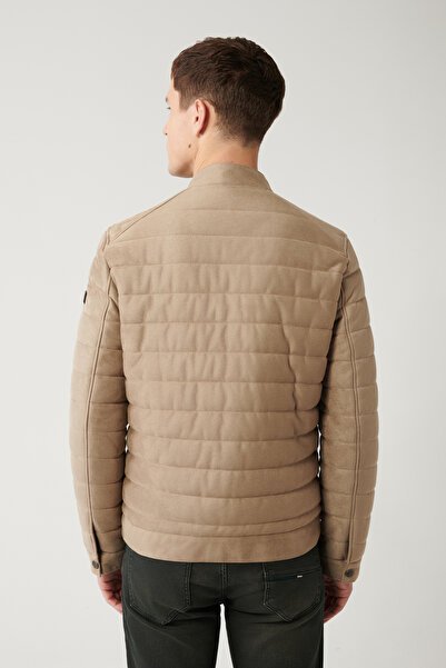 Avva Ανδρικό μπεζ παλτό ψηλός λαιμός καπιτονέ από ίνες A32Y6097