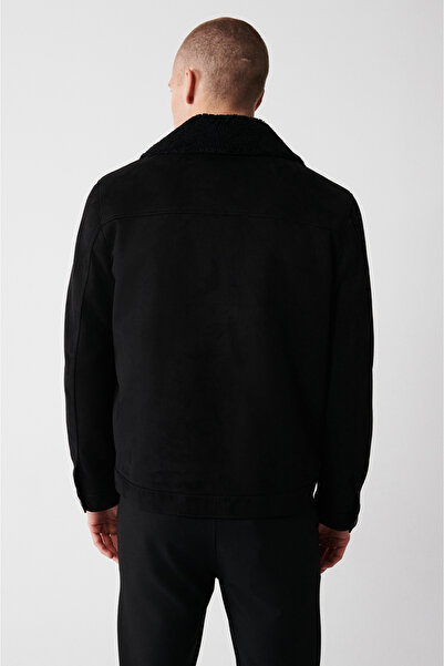 Avva Erkek Siyah Yakası Çıkma Kürklü Fermuarlı Elyaflı Mont A32Y6140