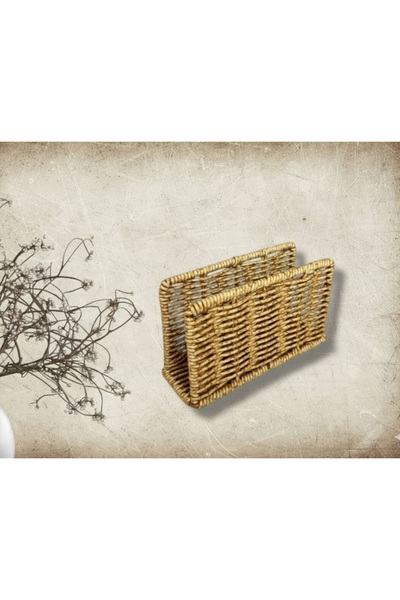 GÖNÜL COLLECTION Hasır Rattan Peçetelik Diktörtgen Saklama Kutusu