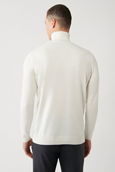 Avva Erkek Ekru Balıkçı Yaka Flok Baskılı Kazak A32Y5144