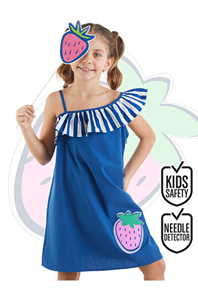 MSHB&G Girl's Navy Blue Summer Dress - Strawberry Pattern and Ruffles
