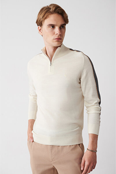 Avva سترة تريكو إكرو للرجال - مزيج من الصوف، سحاب، ياقة واقفة A32y5093