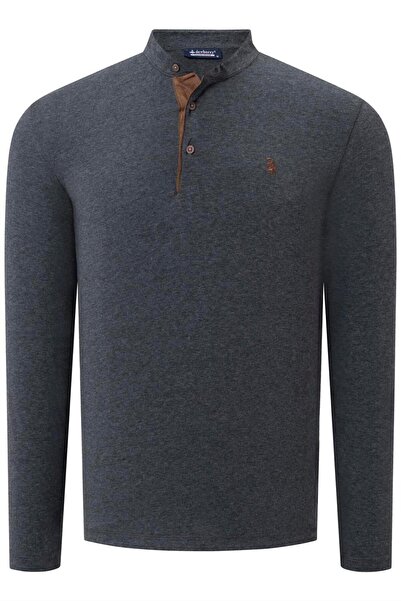 Dewberry V4009 DEWBERRY ERKEK SWEATSHIRT-DÜZ ANTRASİT