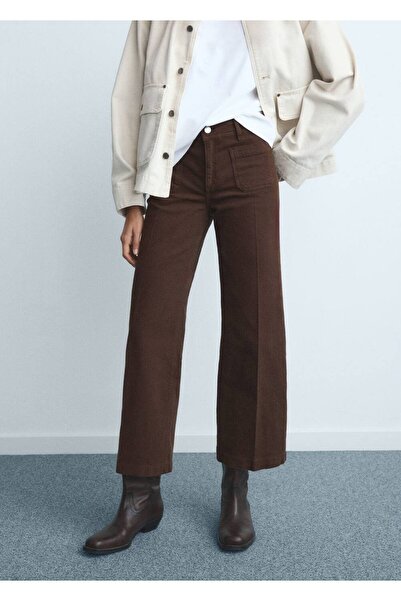 MANGO Woman Düğmeli wideleg jean