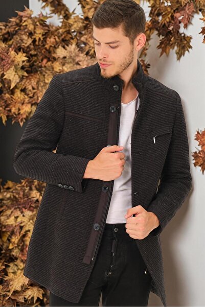 Dewberry PLT8369 PALTO-DESENLİ AÇIK SİYAH