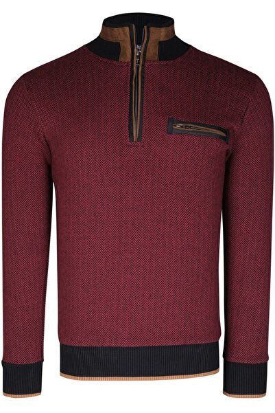 Dewberry 1039 ERKEK SWEATSHIRT-AÇIK DESENLİ BORDO