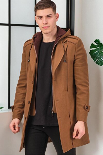 Dewberry PLT8334 DEWBERRY ERKEK PALTO-DÜZ CAMEL