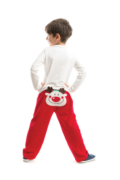 Denokids Deer New Year Men's Red Velvet Suit