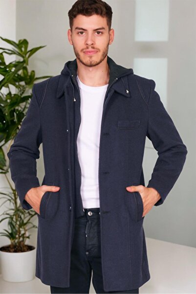 Dewberry PLT8335 DEWBERRY ERKEK PALTO-KOYU DESENLİ LACİVERT