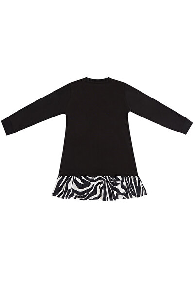 MSHB&G Κοριτσίστικο χειμωνιάτικο φόρεμα μαύρο ζέβρα με στάμπα