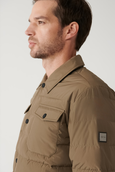 Avva Men's Mink Goose Feather Water Repellent and Windproof Classic Collar Coat A32Y6022