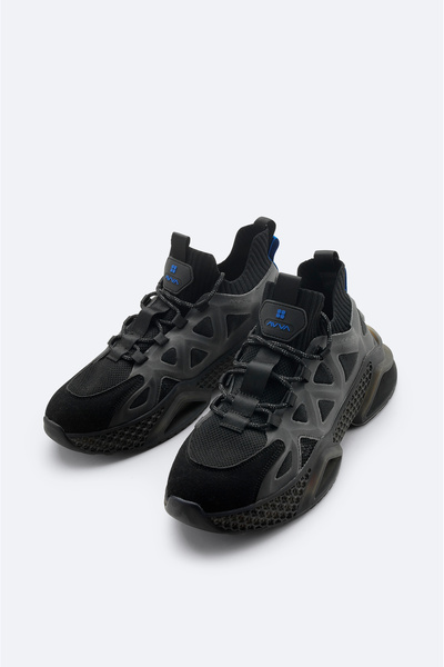 Avva Men's Sneakers - Black, Flexible Sole, A32Y8001
