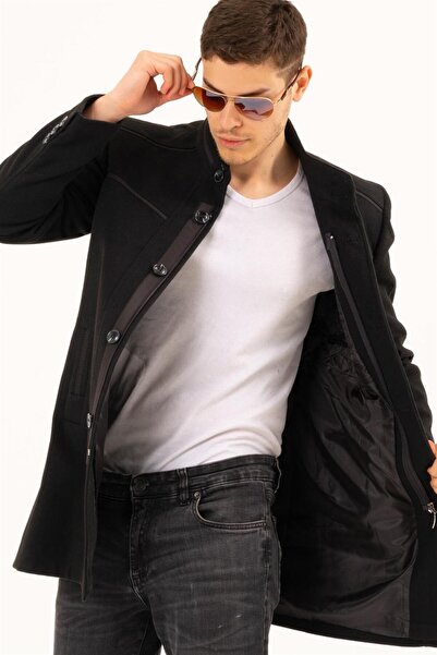 Dewberry PLT8369 DEWBERRY PALTO-DÜZ SİYAH