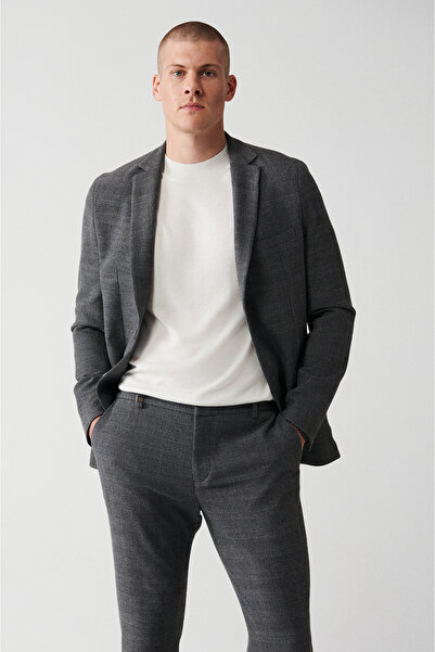 Avva Men's Gray 360 Degree Flexible Double Slit Unlined Jacket A32Y4051