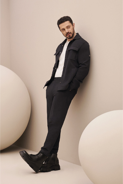 Avva Чоловічі темно-сині штани з діагональним візерунком Carrot Fit A32Y3061