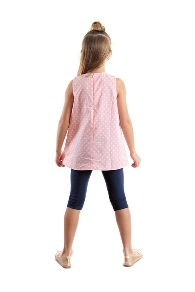 Denokids Rózsaszín sötétkék nyúl mintás nyári póló és leggings szett lányoknak