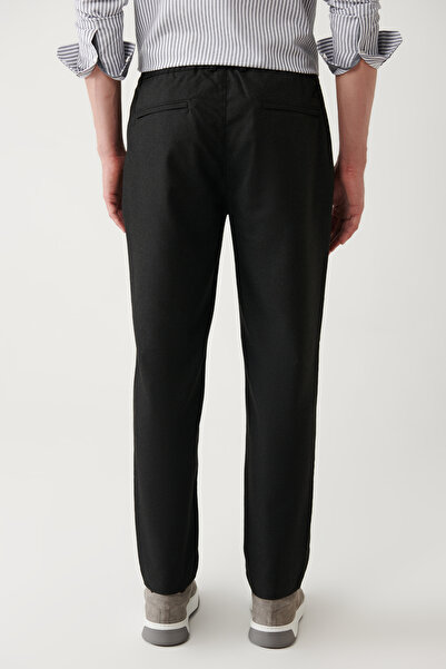 Avva Erkek Siyah Beli Lastikli Dokulu Relaxed Fit Chino Pantolon A32Y3080