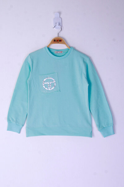 Toontoy Girl - Pocket Patterned Emblem Printed Sweatshirt