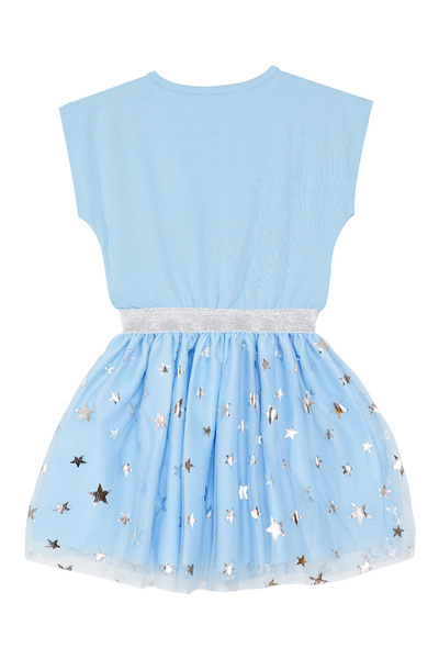 MSHB&G Rochie de vară pufoasă, albastră, tutu din tul pentru fetiță Star Swan