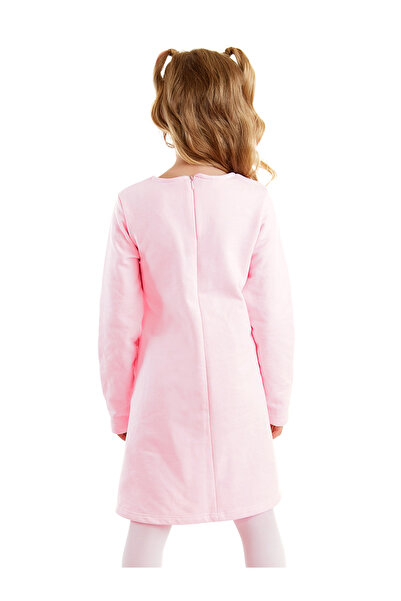 Denokids Κορίτσι - Χειμερινό μακρυμάνικο φόρεμα με στάμπα ροζ Naughty Cat