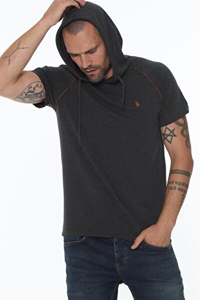 Dewberry T8570 Men's Hooded T-Shirt-Anthracite