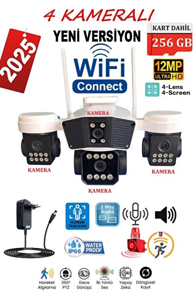 SLTECH Okam 6064 Pro 256GB WİFİ 4 Kameralı 12MP, Akıllı Kamera, Yapay Zeka, I...