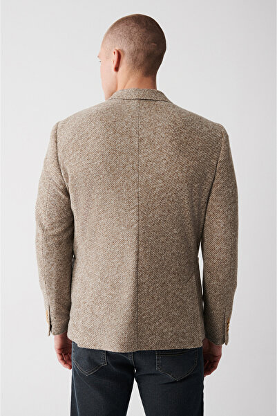 Avva Ανδρικό μπουφάν με διπλό σκίσιμο σε μπεζ μάλλινο μείγμα A32y4013