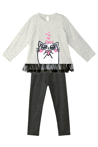 Denokids Roztomilý kočičí tylový set tuniky a legín pro dívky