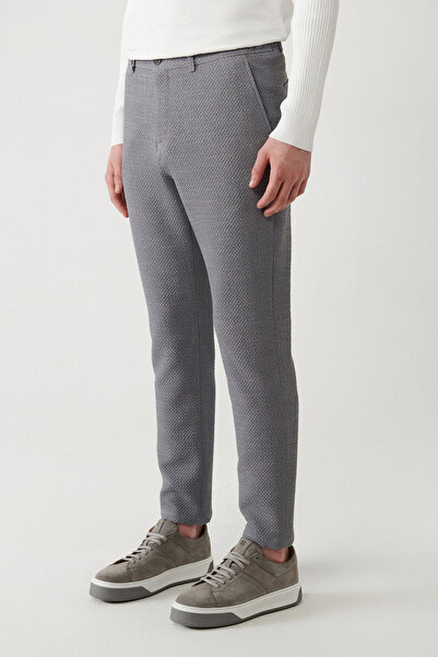 Avva Men's Gray Stretchy Cotton 360-Degree Suit - Side Elastic Waist A32Y3223