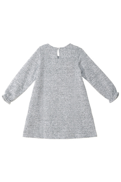 MSHB&G Gri Poppy Çiçekli Kız Çocuk Kol Ucu Lastikli Uzun Kollu Elbise