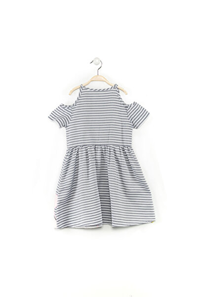 MSHB&G Gray Striped Girl's Summer Dress with Shoulder Hollow Out