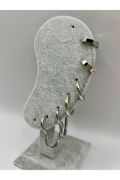 aurora dükkan ÇelikGümüş Renk Kalpli Küpe