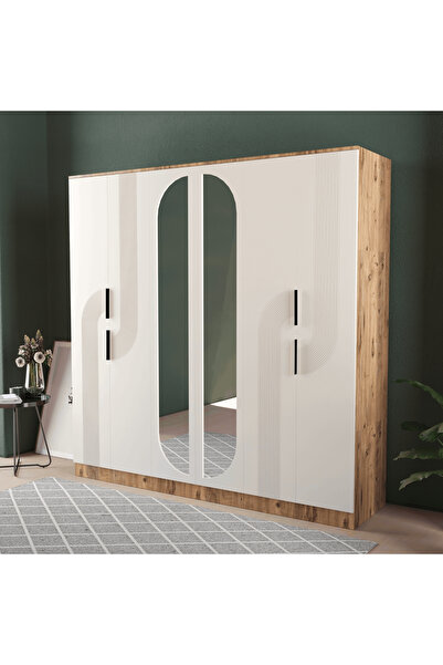 Teen & Bright EKİN 6 KAPAKLI EKO BAZALI GARDIROP - MDF KAPAK