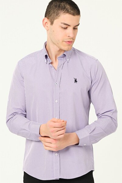 Dewberry Men's Geometric Patterned Classic Collar Casual Stylish Long Sleeve ...
