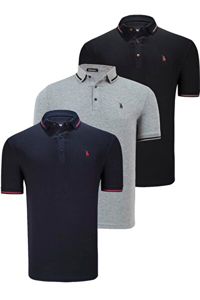 Dewberry ΣΕΤ ΤΡΙΩΝ ΤΕΜΑΧΙΩΝ T8586 DEWBERRY ΑΝΔΡΙΚΟ T-SHIRT-ΜΑΥΡΟ-ΝΑΥΤΙΚΟ ΜΠΛΕ...