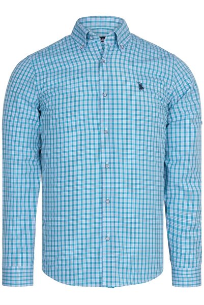 Dewberry G763 Dewberry Men's Shirt-Green-Dark Blue