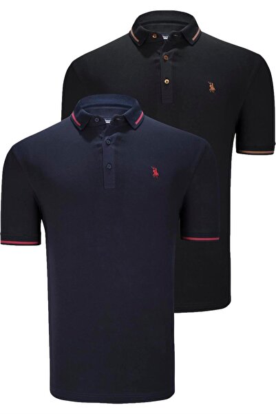 Dewberry ΣΕΤ ΔΥΟ ΤΕΜΑΧΙΩΝ T8586 ΑΝΔΡΙΚΟ T-SHIRT-ΜΑΥΡΟ-ΣΚΟΥΡΟ ΜΠΛΕ