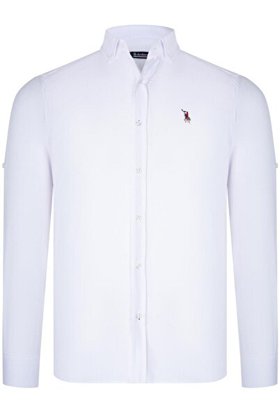 Dewberry TRIPLE SET G674 DEWBERRY MEN'S SHIRT-DARK BLUE-WHITE-LIGHT BLUE