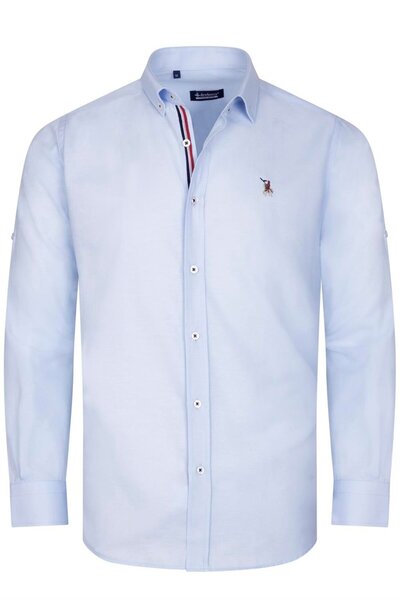 Dewberry TRIPLE SET G674 DEWBERRY MEN'S SHIRT-DARK BLUE-WHITE-LIGHT BLUE