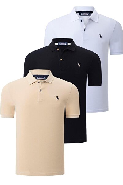 Dewberry ΣΕΤ ΤΡΙΩΝ ΤΕΜΑΧΙΩΝ T8561 DEWBERRY ΑΝΔΡΙΚΟ T-SHIRT-ΜΑΥΡΟ-ΛΕΥΚΟ-ΜΠΕΖ
