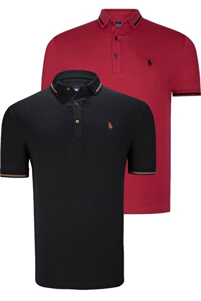 Dewberry ΣΕΤ ΔΥΟ ΤΕΜΑΧΙΩΝ T8586 ΑΝΔΡΙΚΟ T-SHIRT-ΜΑΥΡΟ-ΒΟΡΝΤΟ