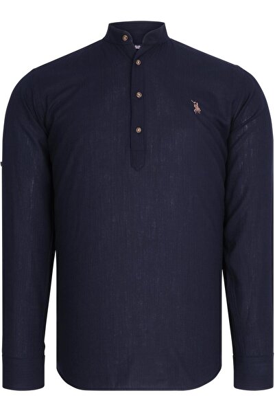 Dewberry G783 DEWBERRY DOMINANT COLLAR MEN'S SHIRT-SOLID NAVY